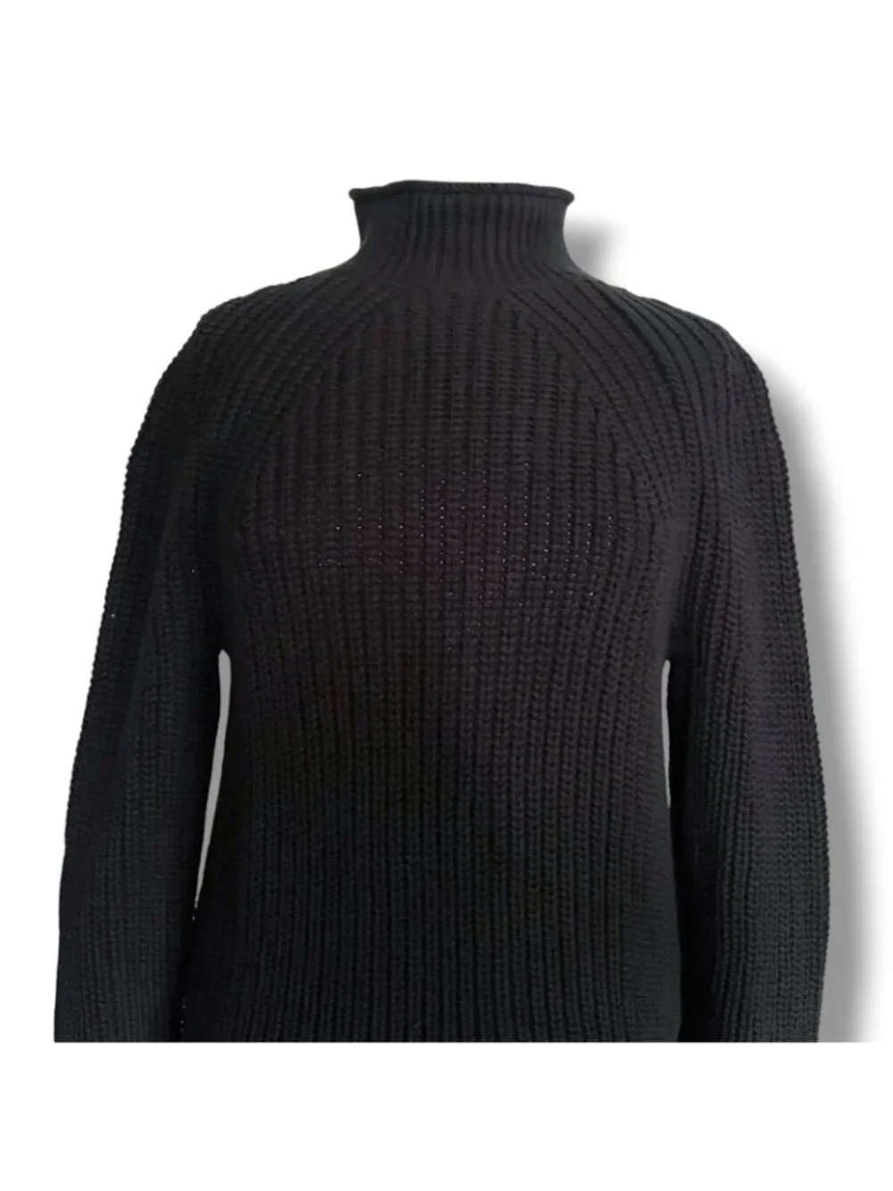 J Crew Womens Relaxed Rollneck Sweater XS Black Cotton Preppy Oversized Chunky